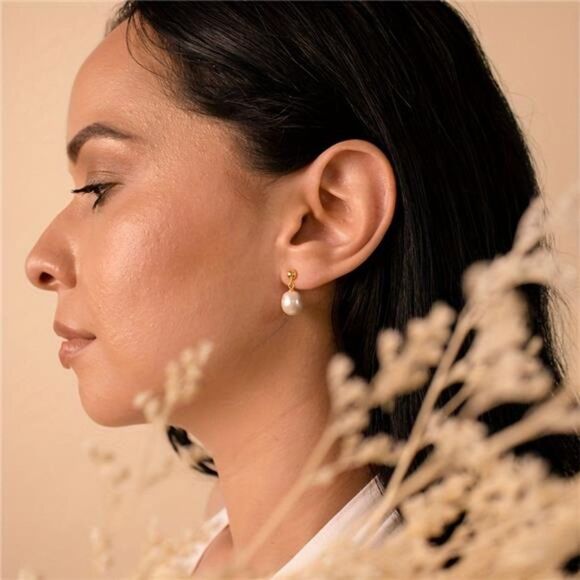 Freshwater Pearl Dainty Baroque Pearl Dangle Earrings Anniversary Gift Birthday - Picture 5 of 8